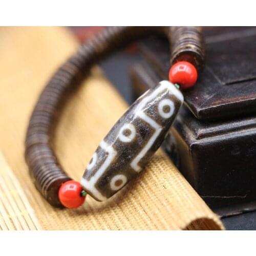 Treasure Magic Power Magic LKbrother Unique Tibetan DALUO 9 eye Vein Kigdom Totem dzi Bead Bracelet Bangle