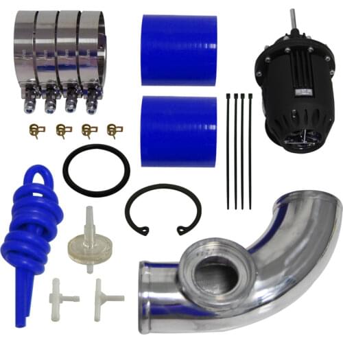 SQV Blow Off Valve BOV IV 4+ 2.5" 63mm 90 degree Flange Pipe +silicone Hose kit Blue / Black / Red