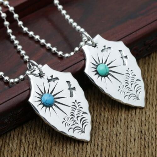 S925 Sterling Silver Jewelry Retro Thai Silver Men and Women Couple Kitty Tag Simple Pendant