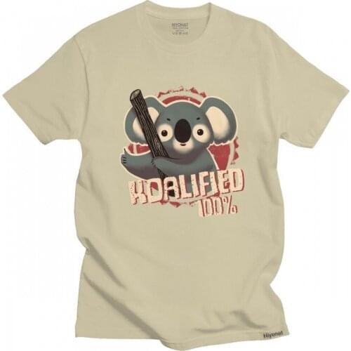 Funny Koala Bear Koalified 100% T-shirt Homme Pre-shrunk Cotton Tshirt Animal Tee Short Sleeved Casual Fashion T Shirt Clothes