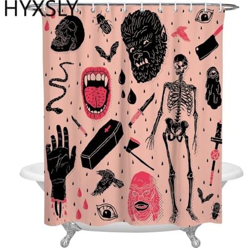Bathroom Shower Curtain Skull 3D Printed Easily Hanging Cover Waterproof Polyester Fabric Bath Curtains Set with Hooks Drop Ship