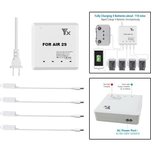 Drone Battery Charger Intelligent Fast Charging Hub AC 100-240V for DJI Mavic Air 2S Battery