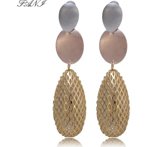 Fani gold wedding earrings Dubai Gold 3 Color Earrings fashion drop earrings Earrings For wholesale Women Drop Dangle design