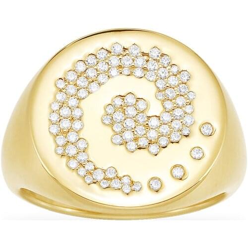 SLJELY High Quality Fashion Real 925 Sterling Silver Yellow Gold Color Galaxy Ring Micro AAA Zirconia Women Luxury Brand Jewelry