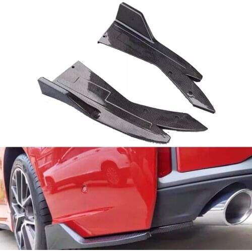 2pcs Carbon Fiber Bright BK Car Bumper Spoiler Rear Lip Angle Splitter Diffuser Winglet Anti-crash modified Car Body Side Skirt