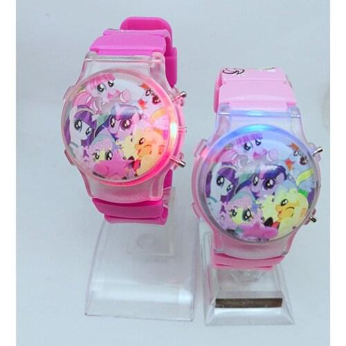 2019 fashion cute children cartoon pony silicone doll watch water ball calendar flash LED electronic wave watch girl watch