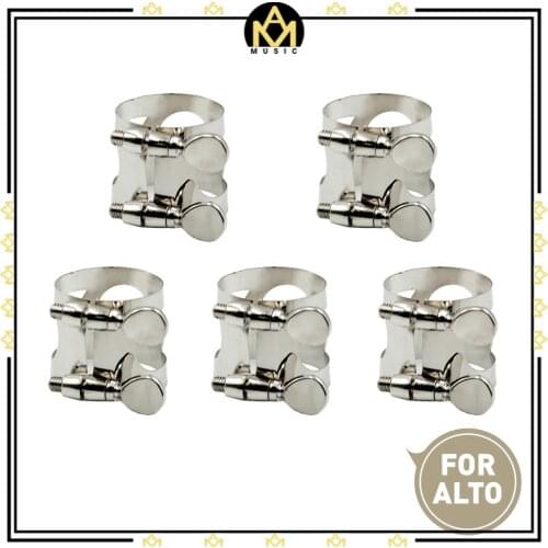 5PCS Alto Sax Mouthpiece Ligature Metal Ligature For Alto Saxophone Mouthpiece With Double Screws Silver Color
