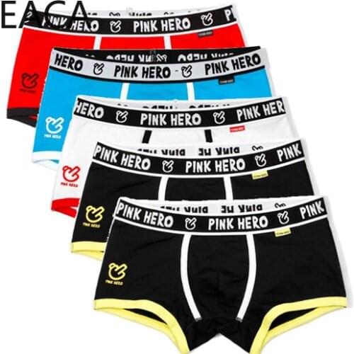 5pcs\lot Pink Heroes Classic Men Underwear Boxers High Quality Cotton Male Panties comfortable Cost-effective M/L/XL/XXL