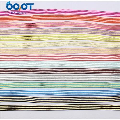 5yds,5/8" Hot gold stripe Over Elastic Stretch Foldover FOE Elastics for Hair Ties Headbands Hair Bow Clip,E-20514-1068