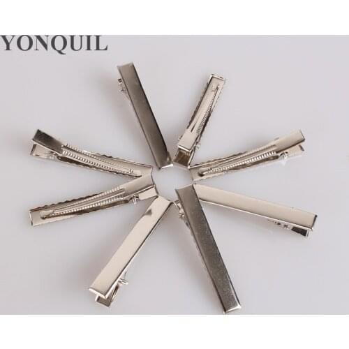 57Mm 2.5" Silver Tone Hair Clips Single Prong Alligator Clip Teeth Clips Handwork Women DIY Craft Hair Accessory Long 100Pcs/Lot