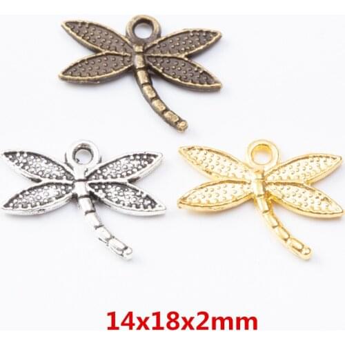 70 pieces of retro metal zinc alloy dragonfly pendant for DIY handmade jewelry necklace making 7348
