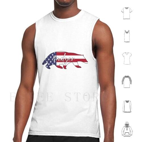 American Flag Badger Happy 4Th Of July Tank Tops Vest Sleeveless 4Th Of July America Badger Badger Animals Badger Family