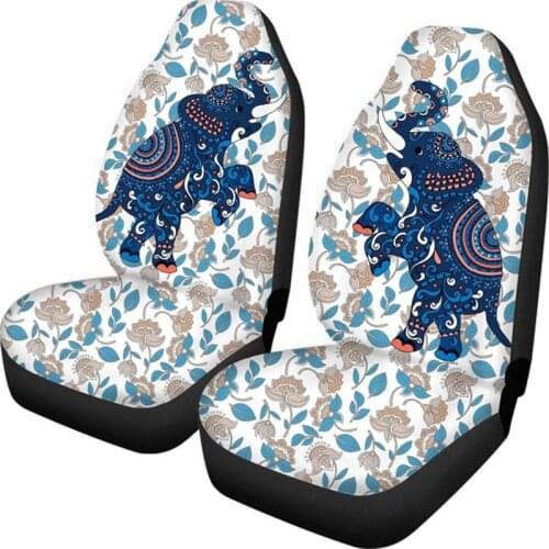AUTO KEGAN Bohemian Mandala Indian Elephant Car Seat Cover 1/2Pcs Front Saddle Blanket Universal Fit for Most SUV,Sedan,Van