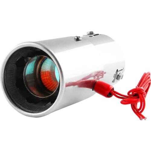 Car Exhaust Muffler,Universal 30-63mm Stainless Steel Tailpipe Muffler LED