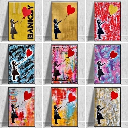Banksy Abstract Graffiti Girl Holding A Balloon Canvas Painting Posters and Prints Wall Art Pictures for Living Room Decor
