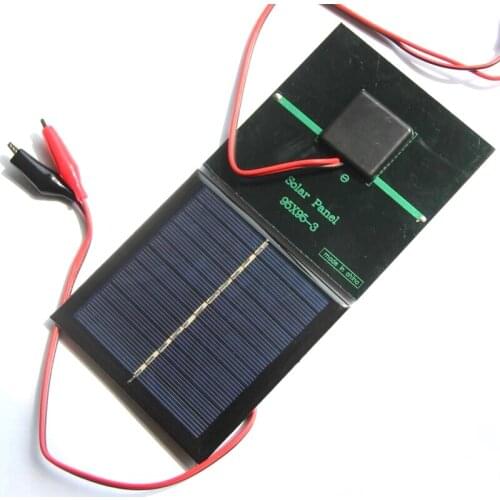 BUHESHUI 1W 5.5V Solar Panel+Clip Polycrystalline Solar Cell Battery Charger System For 3.7V Light Toy Study 95*95MM 10pcs/lot