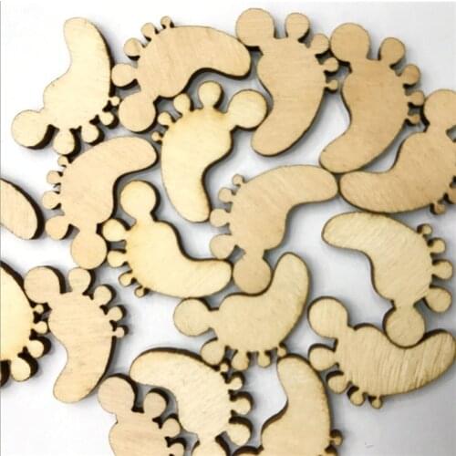 500PCS Natural Wood Hand Feet Pattern Wooden Scrapbooking Art Collection Craft for Handmade Sewing Home Wood Crafts 20MM
