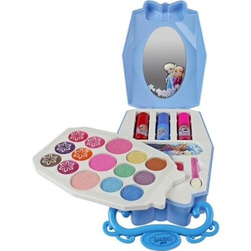 Disney Ice Princess Makeup Box Toys Set Mini Portable Play House Blush Cosmetics Tool Toy for Children Kids Girls Christmas gift