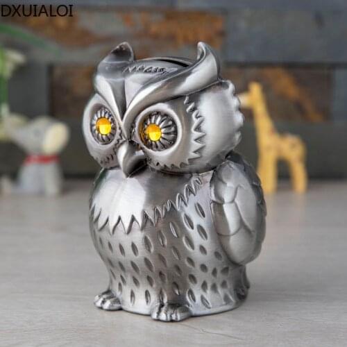 Home Decoration European Creative Animal Piggy Bank Home Furnishing Owl Piggy Bank Metal Crafts Childrens Money Bank DXUIALOI