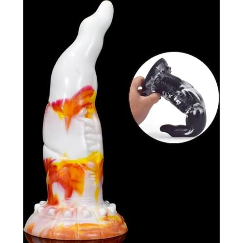 Big Animal Dildo Fantasy Beast Penis G-Spot Vagina Ass Massager Female Flirting Orgasm Soft Silicone Anal Plug Sucker Sex Toy