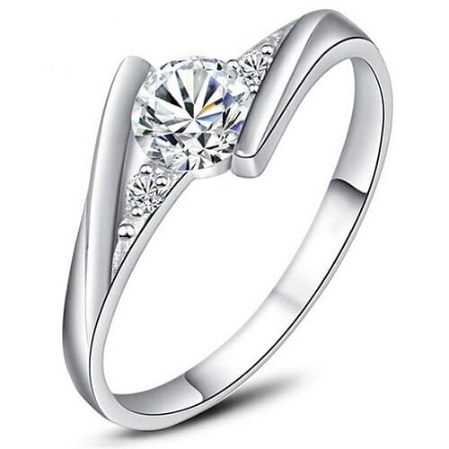 Hot! Women Silver Plated Cubic Zirconia Engagement Wedding Ring Size 6-9