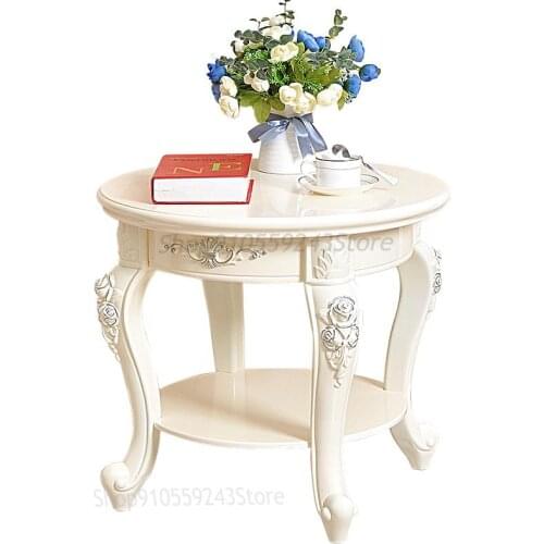 Living Room Small Round Table European-style Small Coffee Table Mini Coffee Table Table Small Apartment Corner Table Flower Tabl