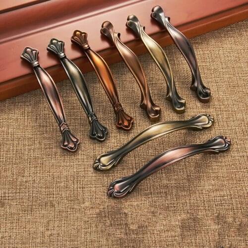 Chinese Style Stlye Classic Furniture Handle Zinc Alloy Antique Cabinet Door Handle Closet Drawer Knob Red/green Bronze/Brown