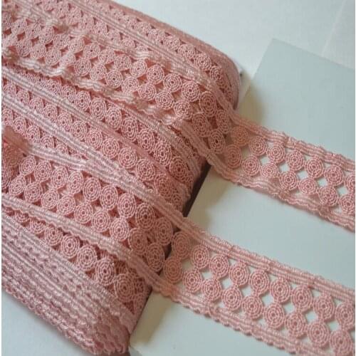 2 Meters Lace Trim Water Soluble Pretty Pink Embroidery Lace DIY Lace Fabric Clothing Accessories 4cm Width