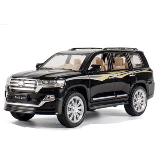 1:24 Scale Diecast Toyota Land Cruiser Alloy Model Car Off-Road Vehicle Pull Back Sound Light Toy Collection For Children V180