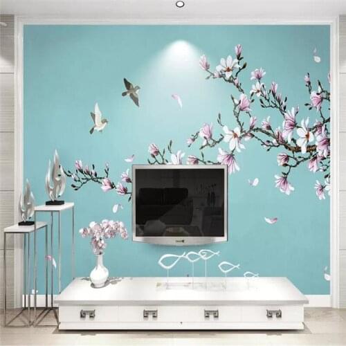 Magnolia flower new Chinese style wall professional production mural wholesale wallpaper mural poster photo wall