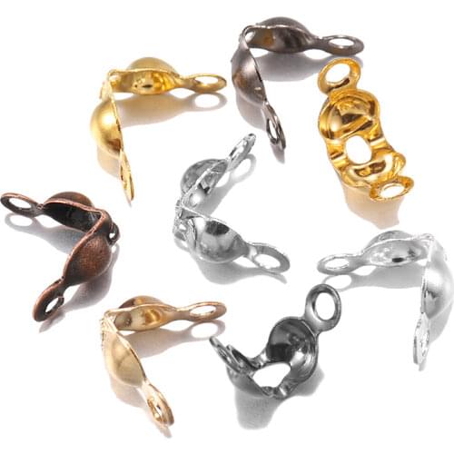 200Pcs 8Colors Cell Buckle 2 Hole 4*7mm Ball Chain Calotte End Crimps Beads Connector Components For DIY Jewelry Making Supplie