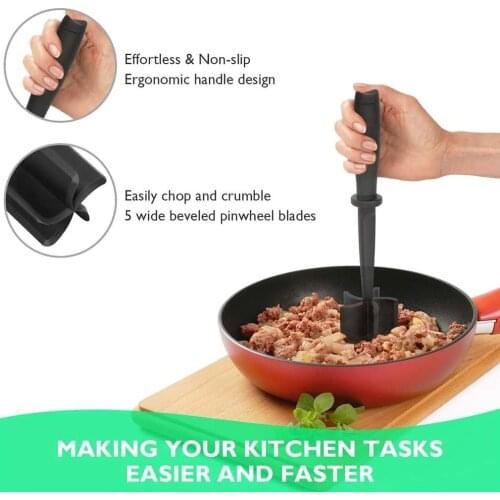 Multifunctional Heat Resistant Meat Masher Nylon Hamburger Chopper Ground Meat Chopper Utensil Non Stick Cookware