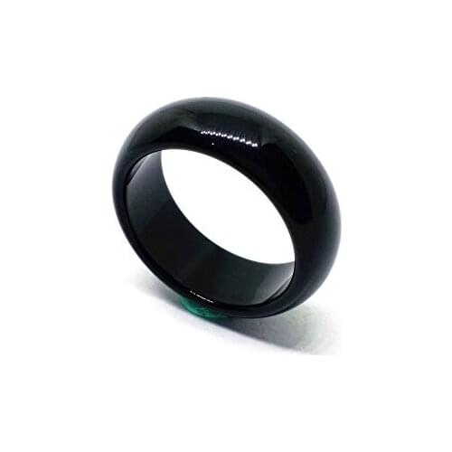 Mens Jades Natural Vintage Black Rings Stone Women Agates Fine Jewelry Band 19MM Aneis Masculino Wedding Gift