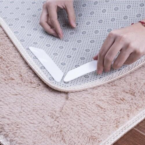 Non-Slip Rug Carpet Mat Grippers Anti Skid Corners Pad for Bathroom Kitchen Living Room Reusable Washable PU Mat Grippers