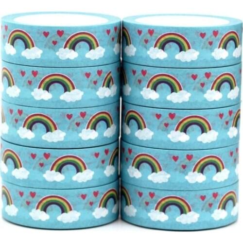 NEW 10pcs/Lot Decorative Rainbow Clouds and Hearts Washi Tapes DIY Scrapbooking Planner Adhesive Masking Tape Cute Papeleria