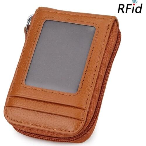 New Arrivals 100% Genuine Leather RFID Blocking Card Case Hot Sale Organ Style Business Card Wallet Large Capacity Card Case
