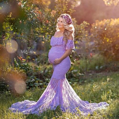 Fishtail Pregnancy Dress Photography Maternity Dresses For Photo Shoot Maternity Photography Props Pregnant Women Lace Vestidos
