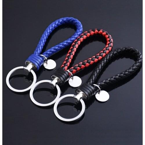 Braided Leather Keychain Handmade Woven Key Chain DIY Pendant Car Key Ring Keychains For Men Women Small Gift Jewelry