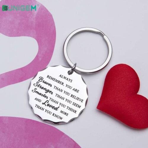 Birthday Graduation Keychain Key Ring Gift for Friends Family Students Kids Women Men Girls Remember You Are Braver Key Ring
