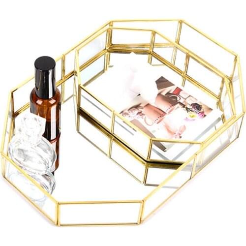 Transparent Glass Storage Tray Organizer Jewelry Cosmetic Container Display Holder Decor