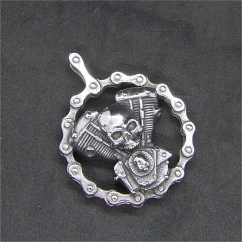 Rany&Roy Newest Motorcycles Skull Engine Pendant 316L Stainless Steel Biker Fashion Engine Pendant