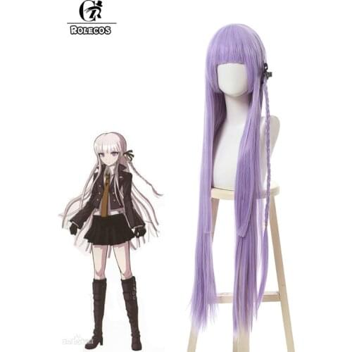 ROLECOS Game Danganronpa Cosplay Hair Kirigiri Kyouko Women Cosplay Hair Dangan Ronpa Women Long Heat Resistant Synthetic Wigs