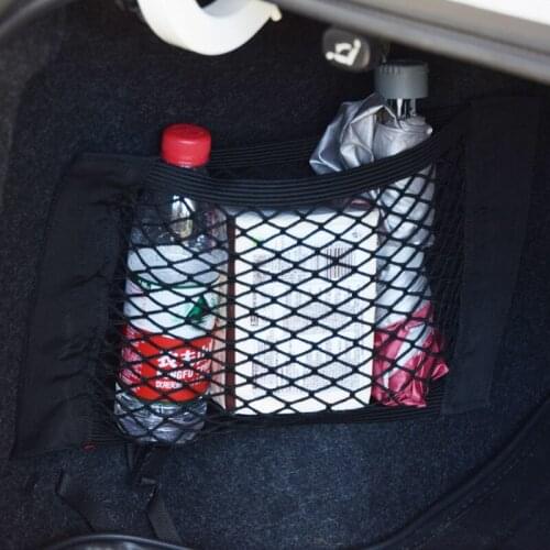 Car Back Rear Trunk Seat Elastic String Net Magic Sticker Mesh Storage Bag Storage Stowing Tidying Travel Pocket Network