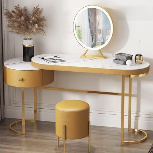 Light luxury dresser collection cabinet all-in-one multi-functional retractable leather art small family bedroom makeup table