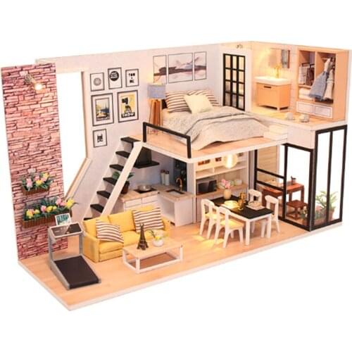 Creative DIY cottage Children Adult Miniature Doll house Wooden Kits toy Give You Happiness Dollhouse building birthday gift toy