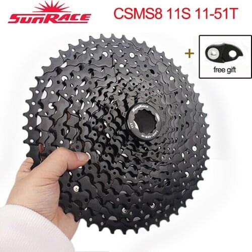 SunRace 11 Speed Bicycle Cassette CSMS8 11-51T MTB Freewheel Wide Ratio Mountain Bike Sprocket Fit Shimano/SRA Bike Parts