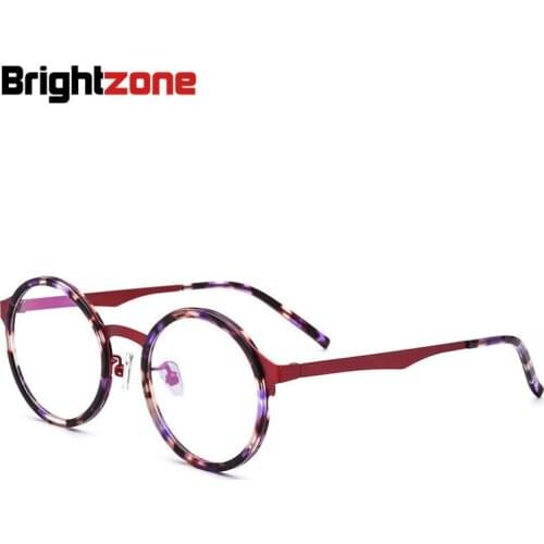 Brightzone Vintage Round Shape Ultra-Light Anti Blue Light Acetate Spectacle Eyeglasses Frame Plain Spectacles Computer Glasses