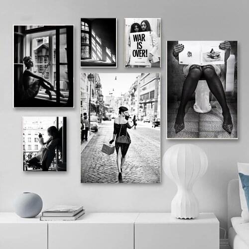 Black White Vintage Poster Sexy Woman Smoke Wall Art Print Canvas Painting Nordic Poster Nude Wall Picture For Living Room Decor