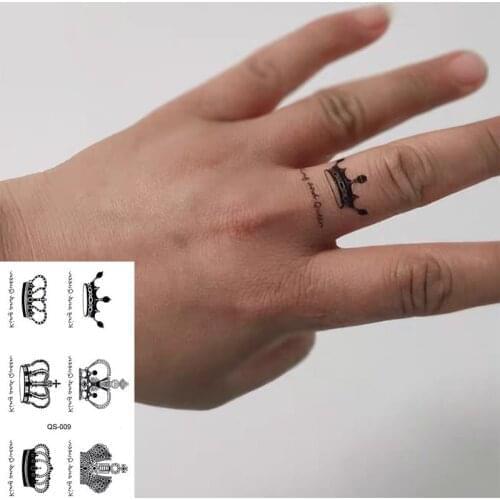 Waterproof Temporary Tattoo Stickers Crown Ring fake Tatto Geometric animal Flash Tatoo Hand Back Foot for Girl Women Men