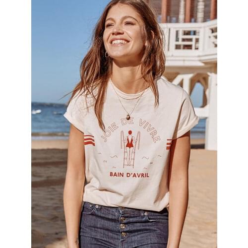 Letter Print Beige Top Women Soft Long Sleeve Round Neck Tee Summer Chic T Shirts Sweet Elegant Mujer De Moda 2021 Tops